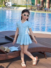 Bộ liền váy cộc tay bé gái xanh dương