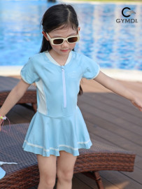 Bộ liền váy cộc tay bé gái xanh dương