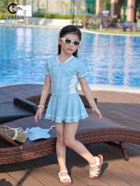Bộ liền váy cộc tay bé gái xanh dương