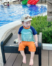 Bộ rời bé trai xanh phối cam 