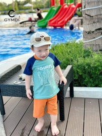 Bộ rời bé trai xanh phối cam 