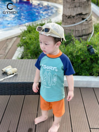 Bộ rời bé trai xanh phối cam 