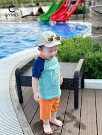 Bộ rời bé trai xanh phối cam 