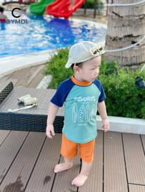Bộ rời bé trai xanh phối cam 