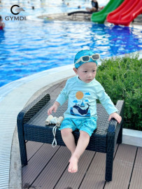 Bộ rời bé trai tay dài kèm mũ