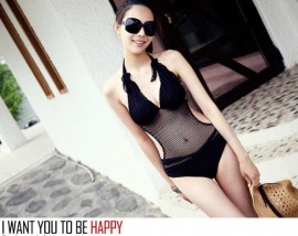 Monokini đen lưới - D017
