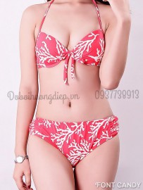 Bikini đỏ họa tiết san hô HD001