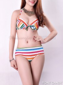 Bikini kẻ nhiều màu kim sa HD006