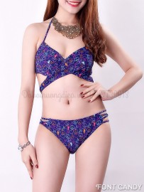Bikini tím than họa tiết tim HD012