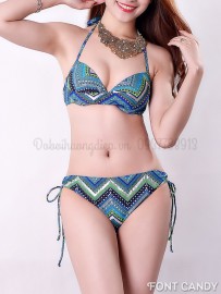 Bikini ziczac xanh đan xen HD013