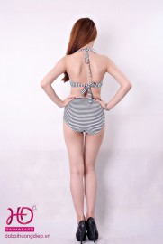 Đồ bơi cạp cao sọc đen trắng liti CC027