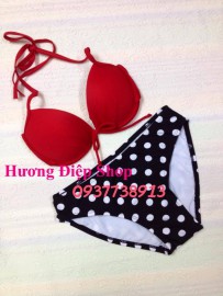 bikini sexy áo đỏ quần chấm bi