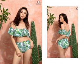 Bikini cạp cao áo bèo lá dứa 18014