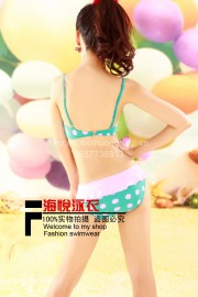 Bikini nơ trắng xanh chấm bi hồng
